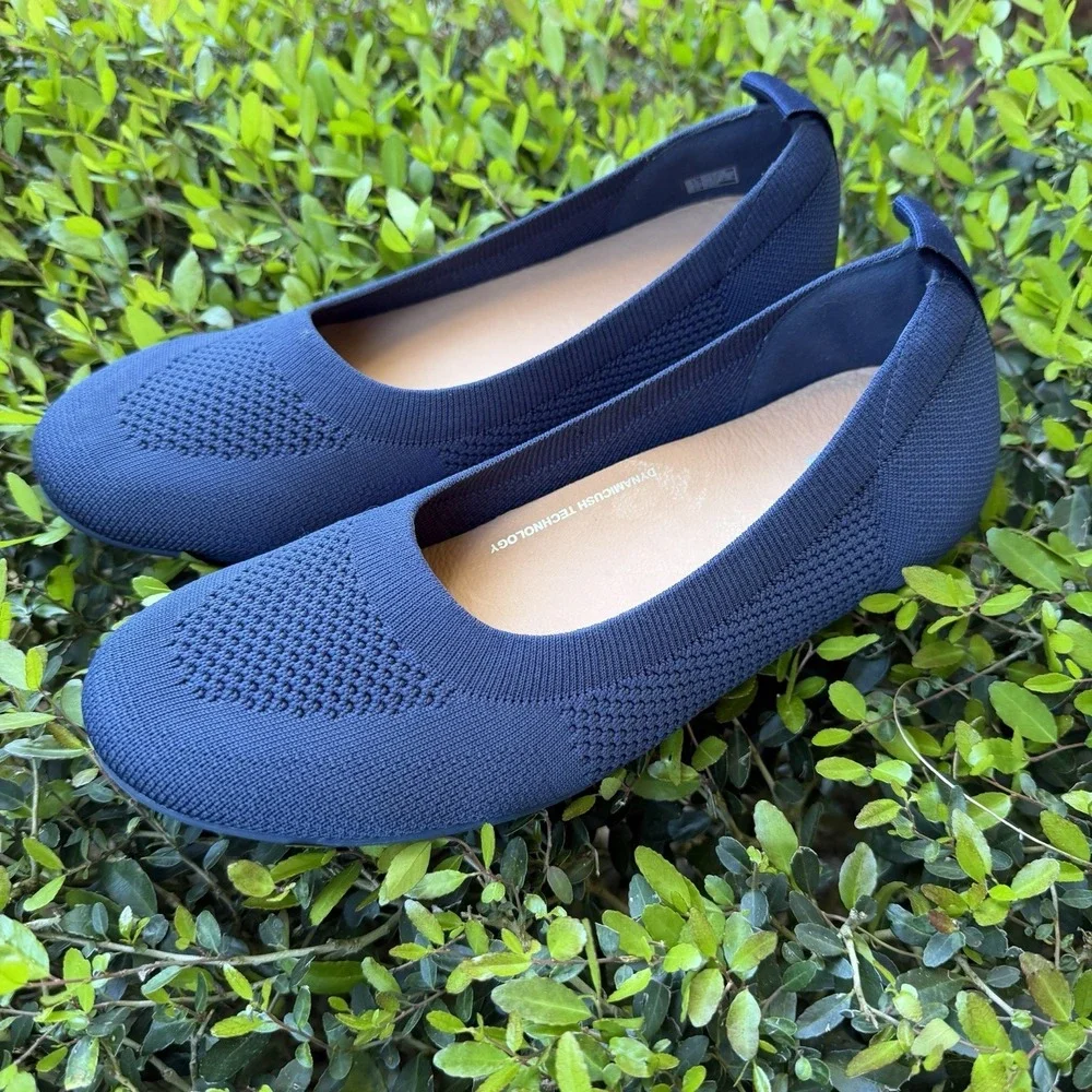 FITFLOP ALLEGRO KNIT MIDNIGHT NAVY BALLET FLATS‎ Sz 10 Arch Support Flexible